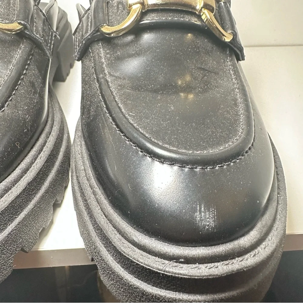 Steve Madden Black Mules with Gold Accents - Picture 2 of 9